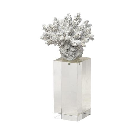 Palacedesigns 10 in. White Contempo Coral & Glass Sculpture PA3093208